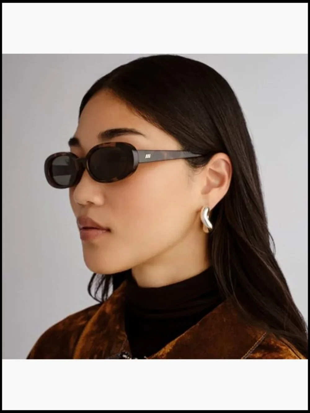Unisex Oval Sunglasses - Tort Frame, Green Lenses, Micro 90s Style